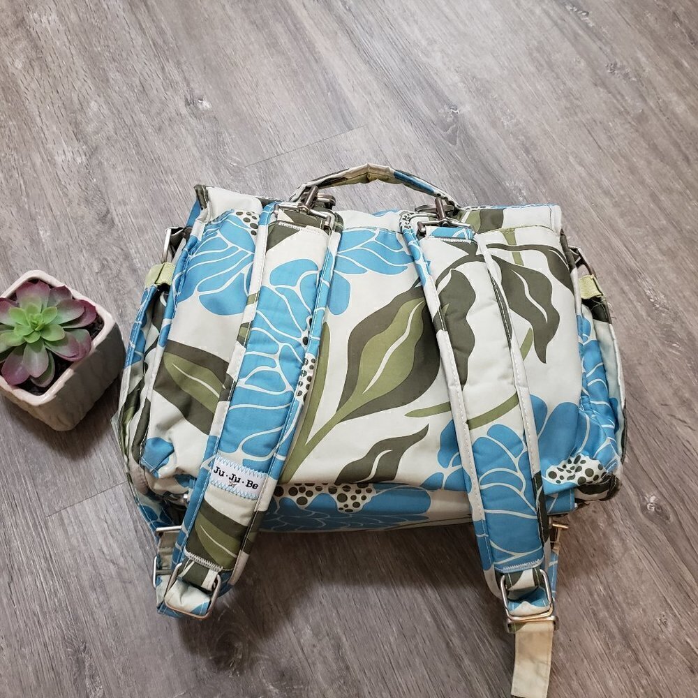 JuJuBe BFF Backpack Marvelous Mums Diaper Bag Floral Green Blue - Picture 2 of 11